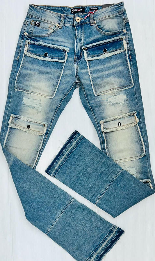 Richard Flared Stacked Cargo Jeans